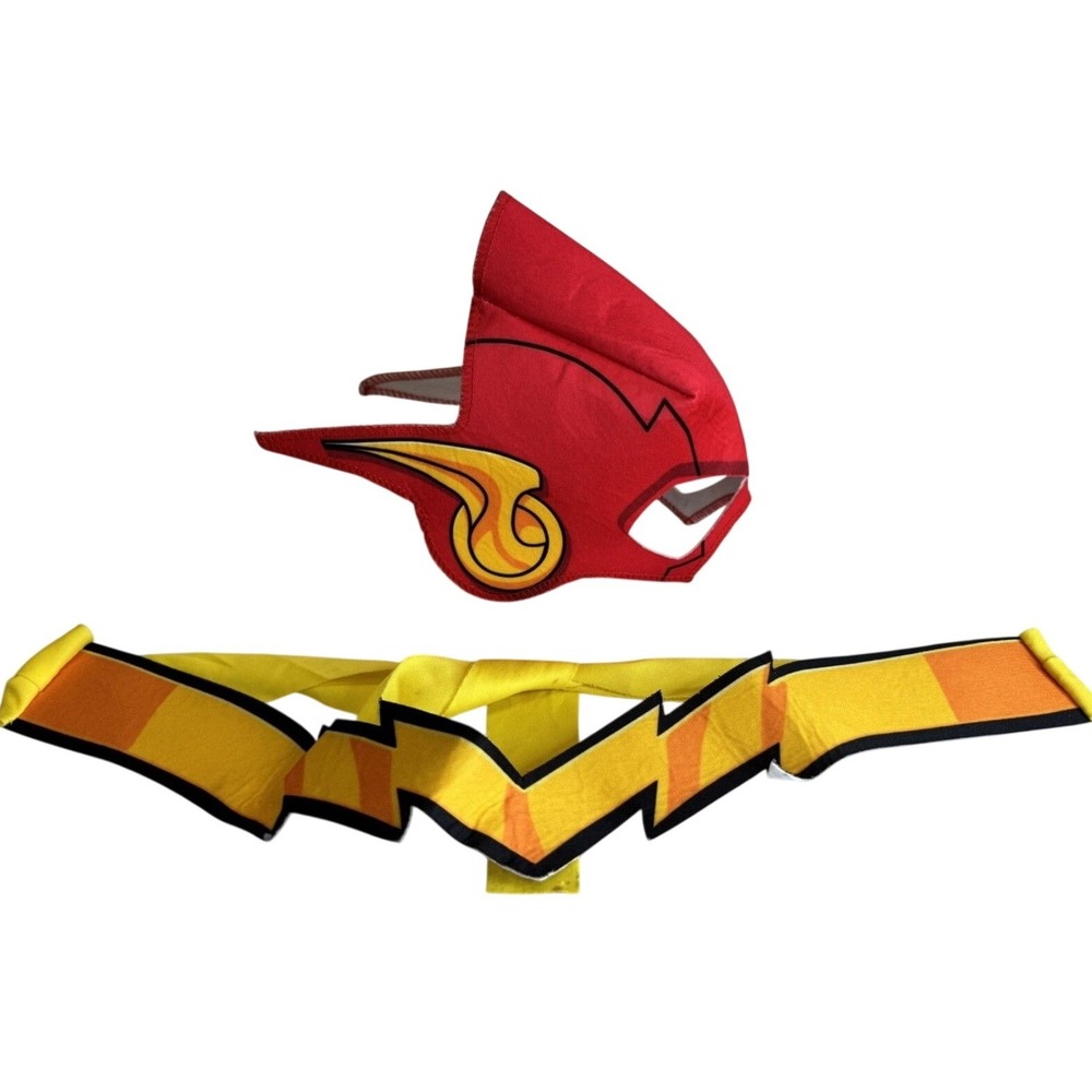 DC Comics The Flash Muscle Chest Costume Kids Red Yellow Jumpsuit Mask Belt - Picture 16 of 16